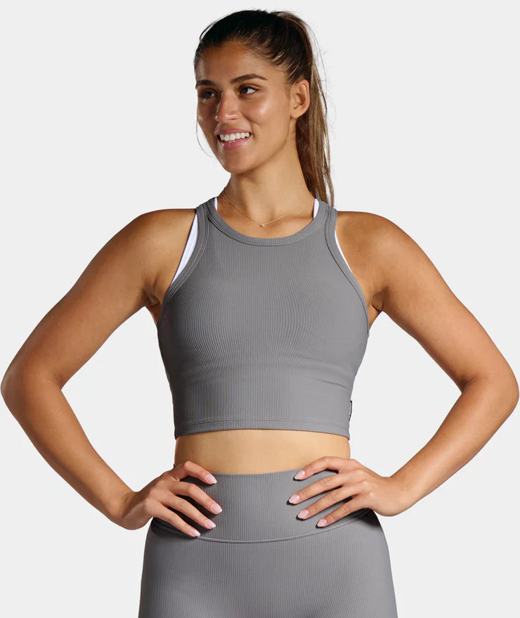 Rib tank-top steel grey - front
