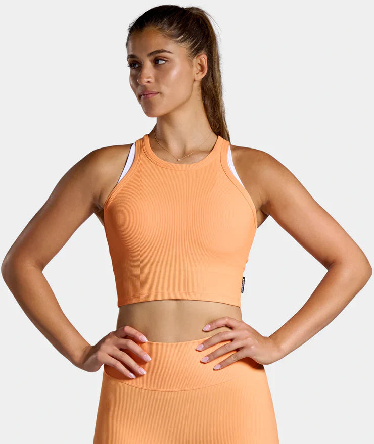 Rib Tank-Top sun orange front