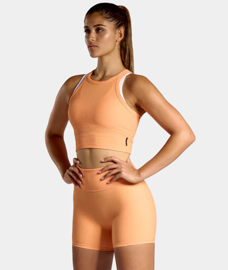Rib Tank-Top and shorts sun orange